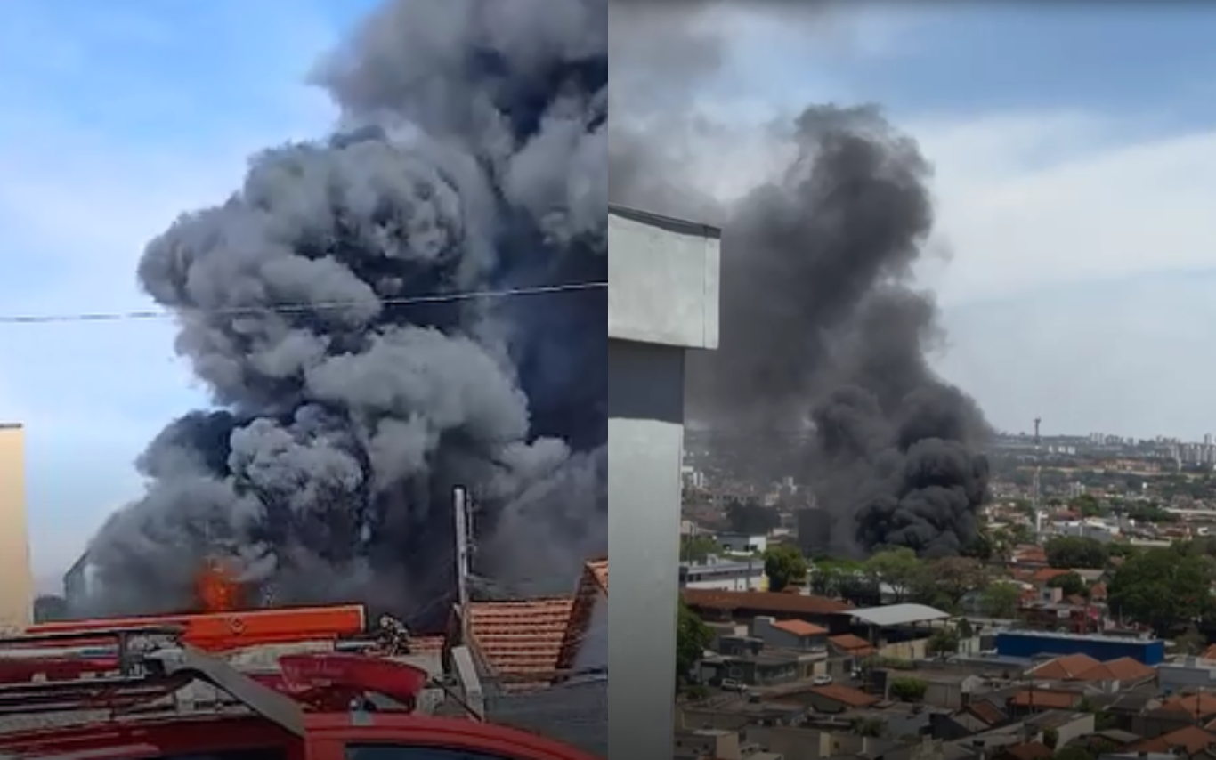 Imagens externas do local do incêndio.
