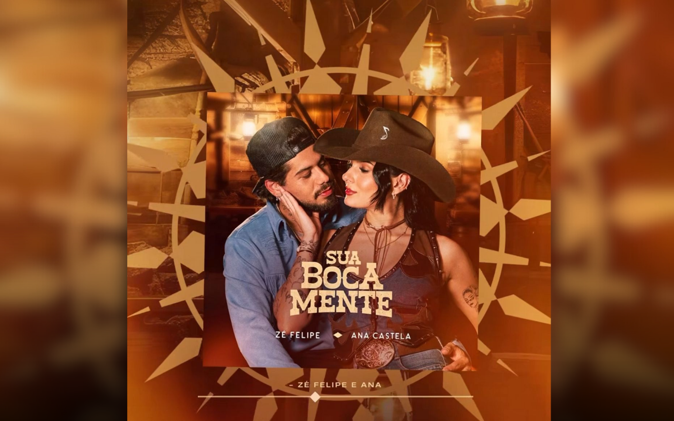 Capa da faixa "Sua Boca Mente", de Zé Felipe e Ana Castela.