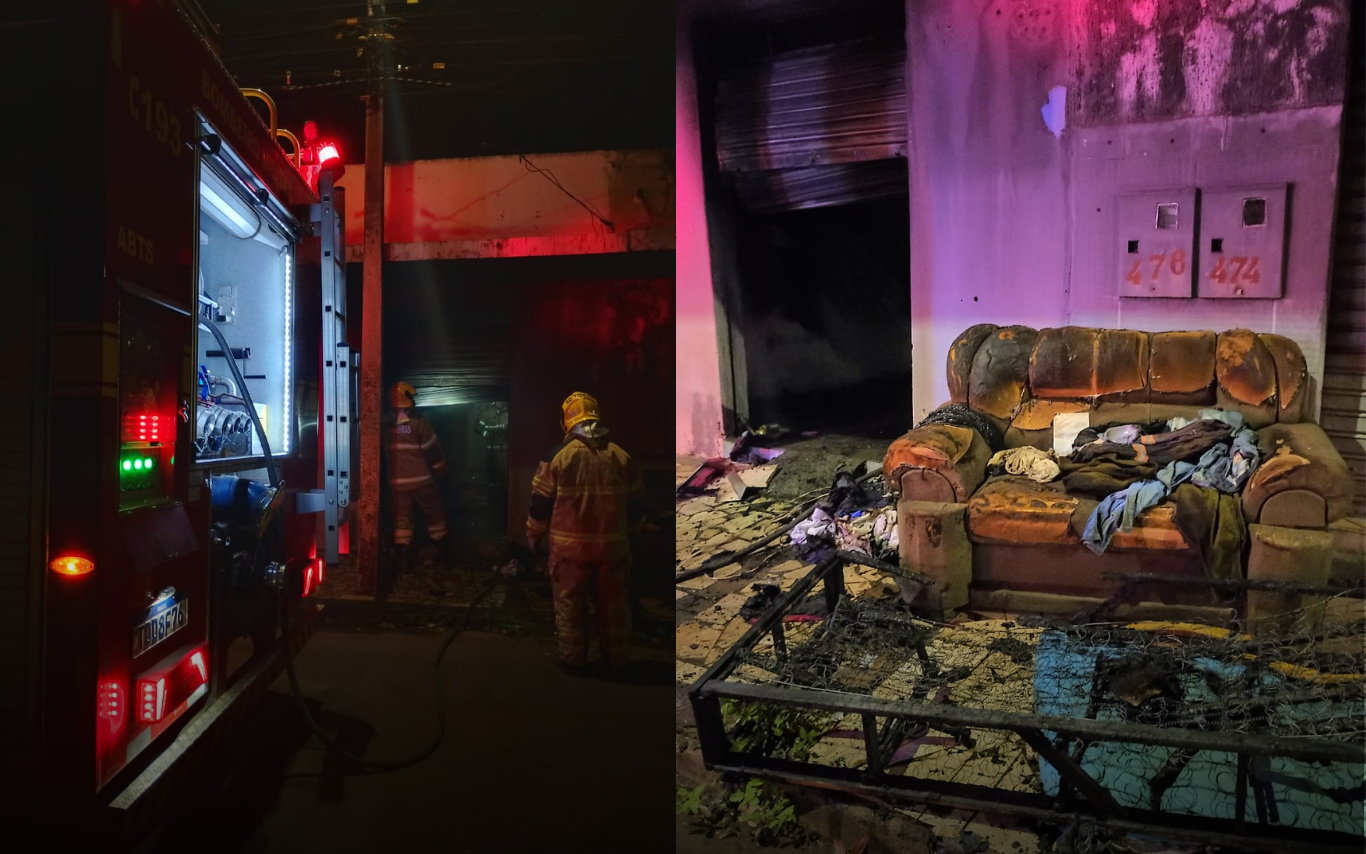 Imagens do local do incêndio.