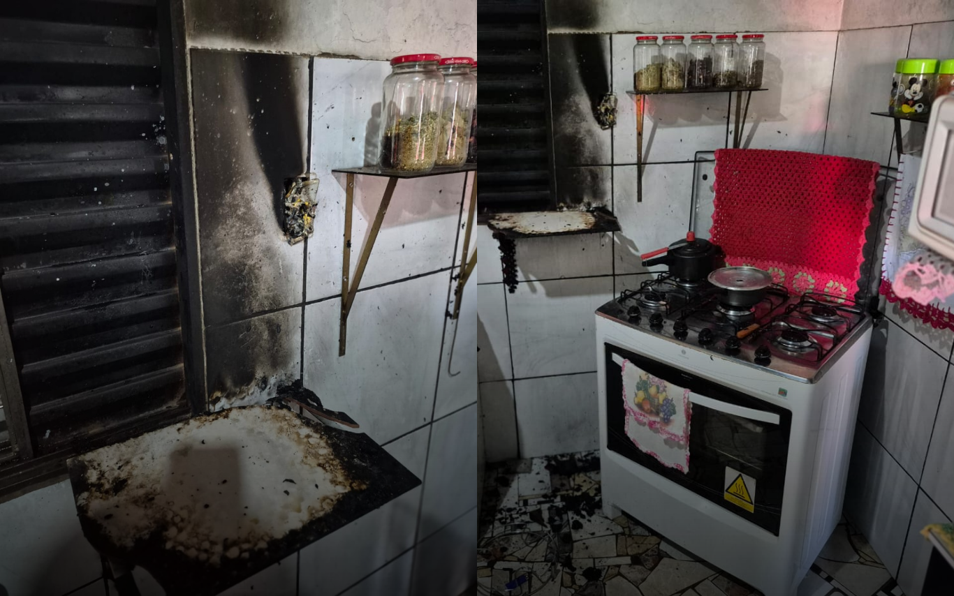 Imagens do local após a explosão de botijão de gás.