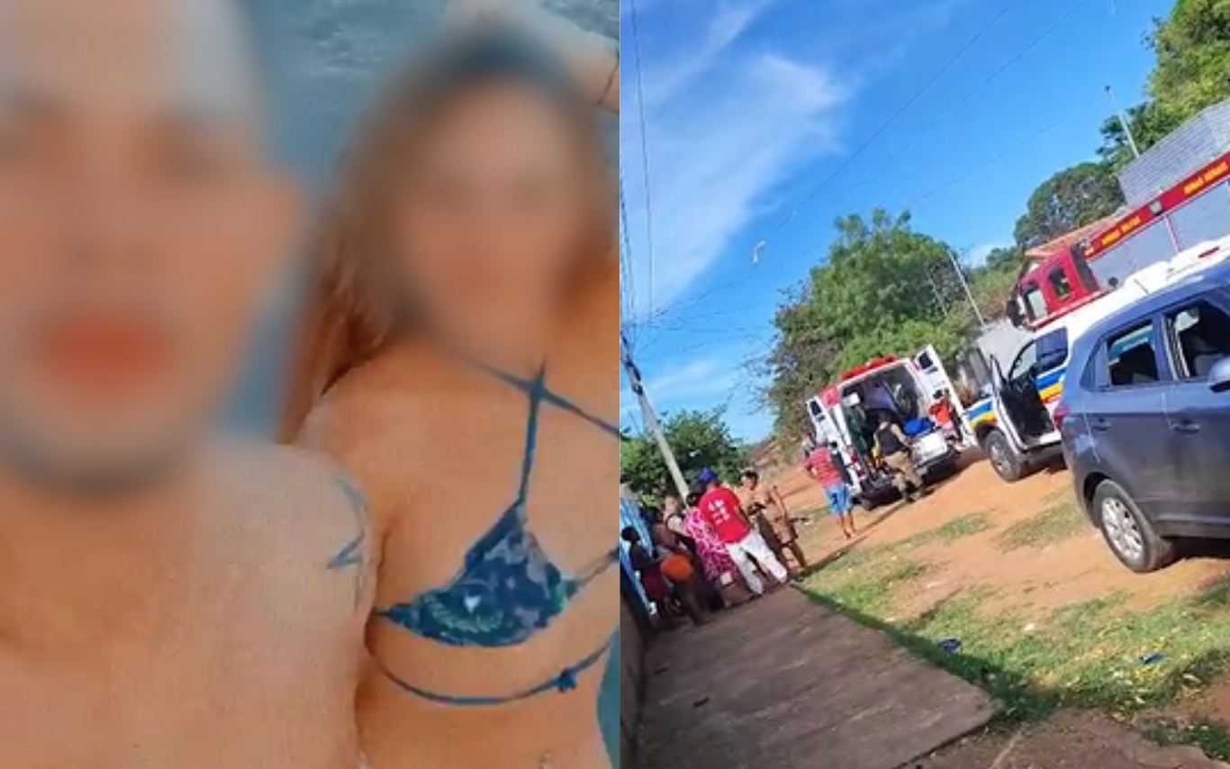 Imagem do casal envolvido no crime e o local em que ele ocorreu.