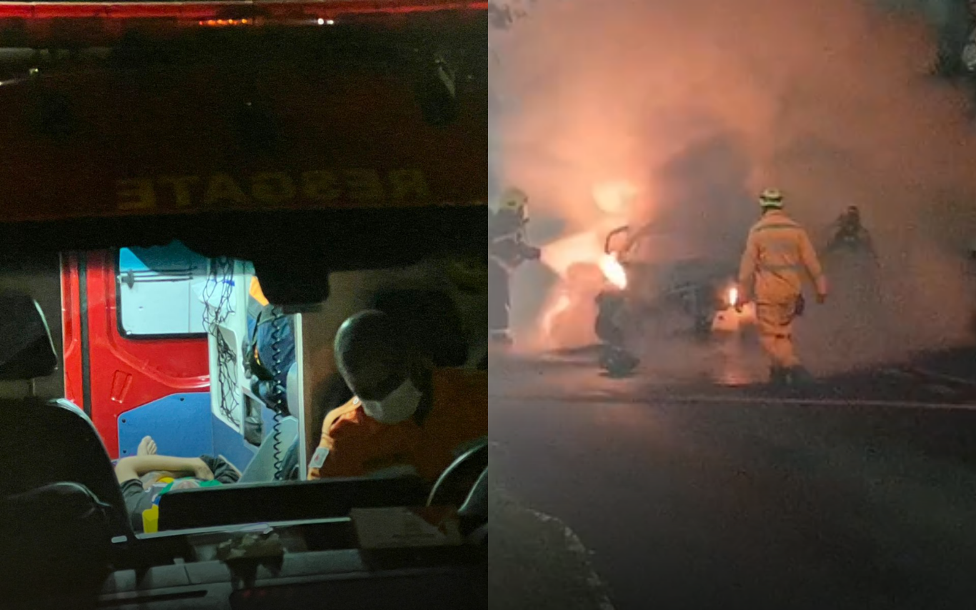 Registros do acidente e do atendimento aos feridos.