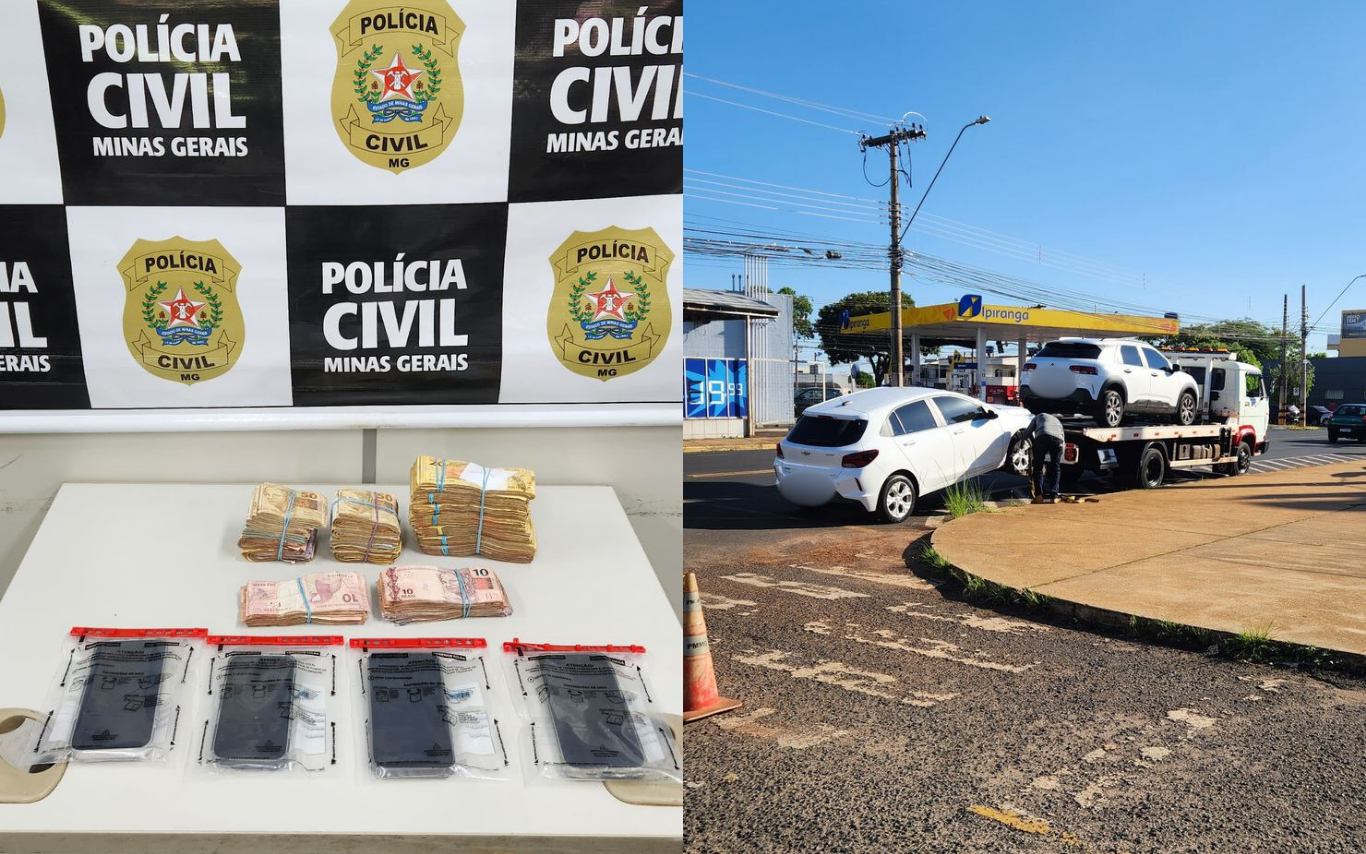 Itens apreendidos em operação policial.