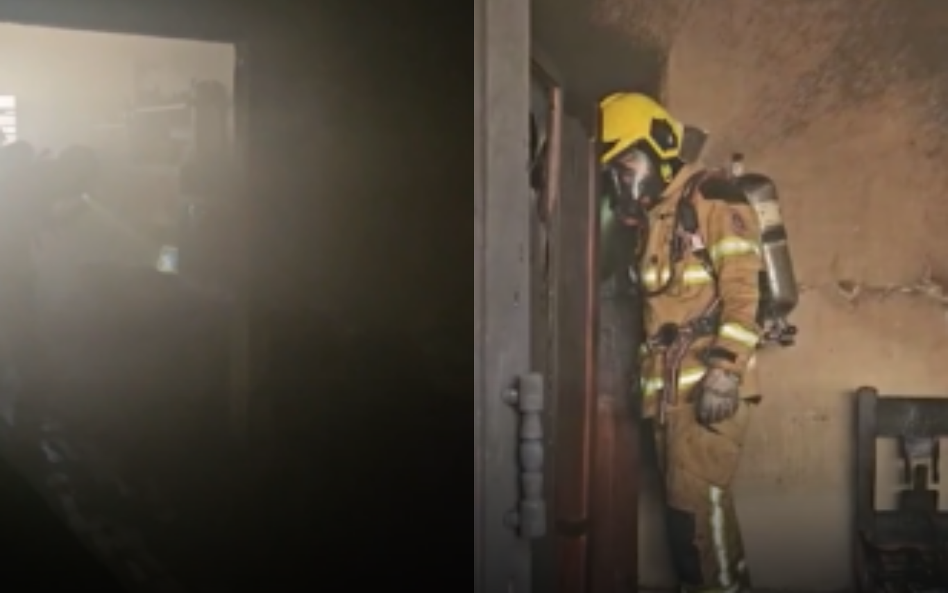 Imagens do local do incêndio.