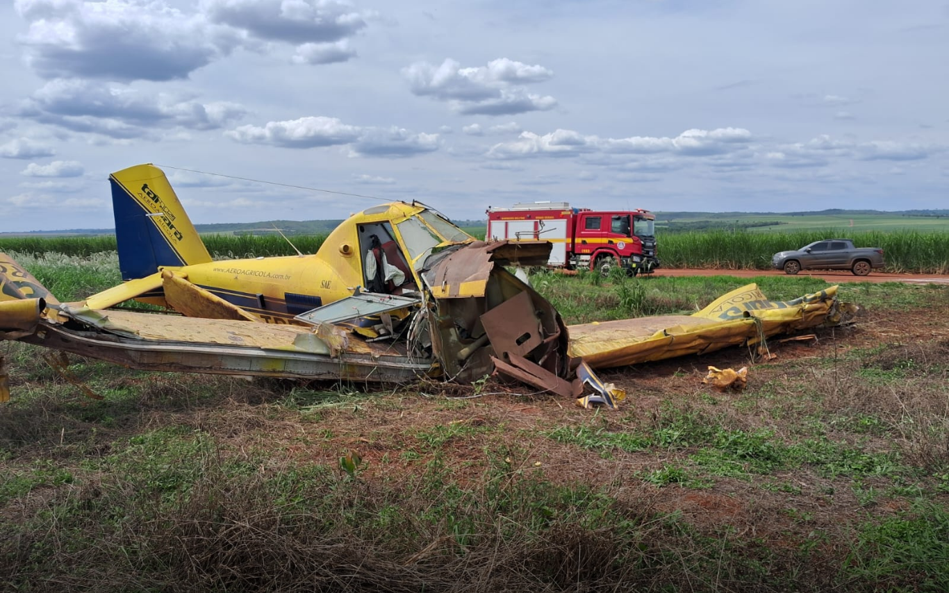 Imagem da aeronave depois da queda.