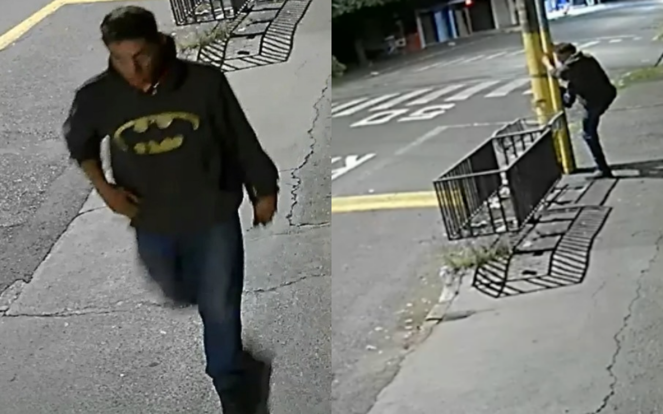 Imagens do suspeito de furto de fiação elétrica.