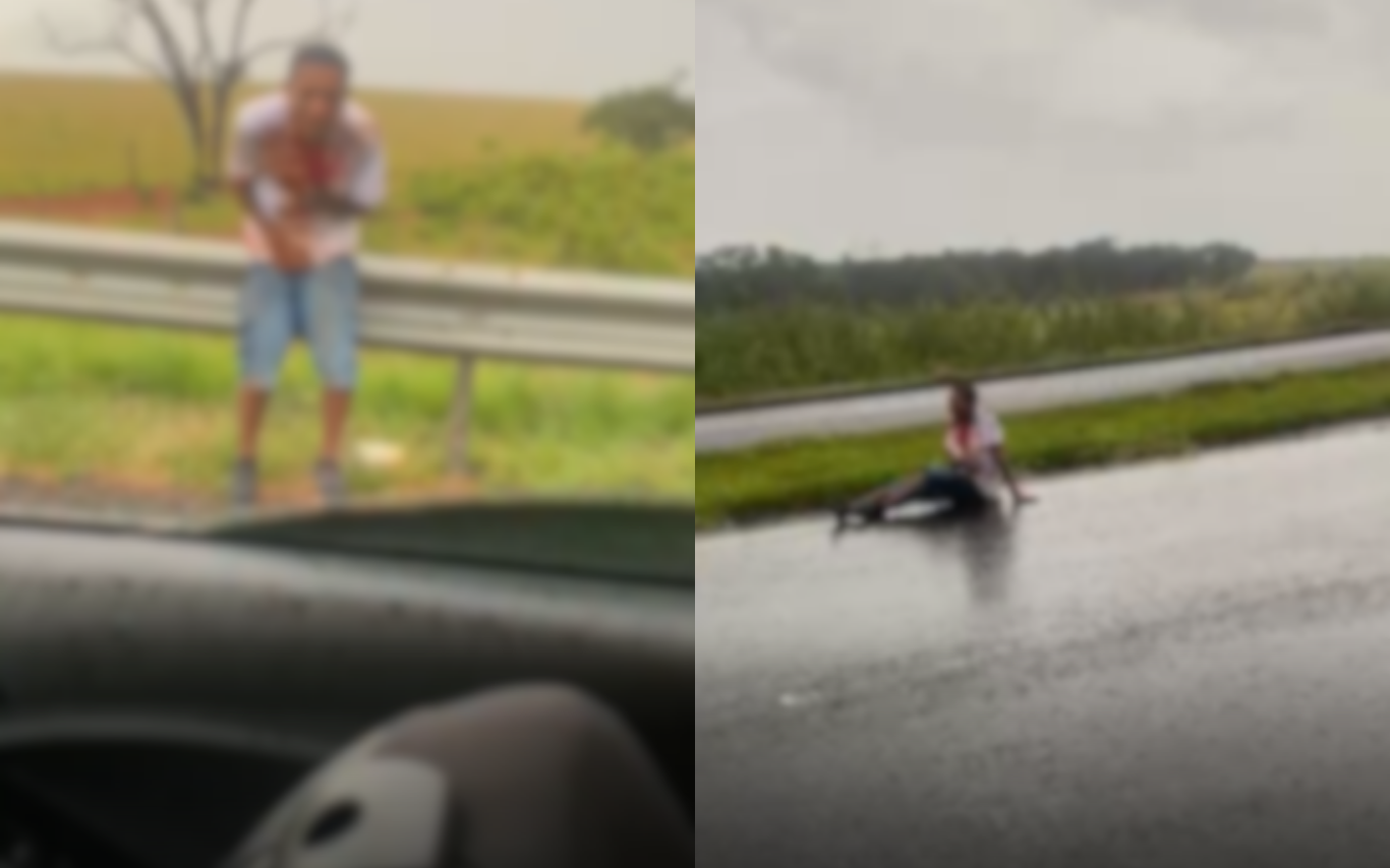 Imagens registradas da vítima pedindo socorro.