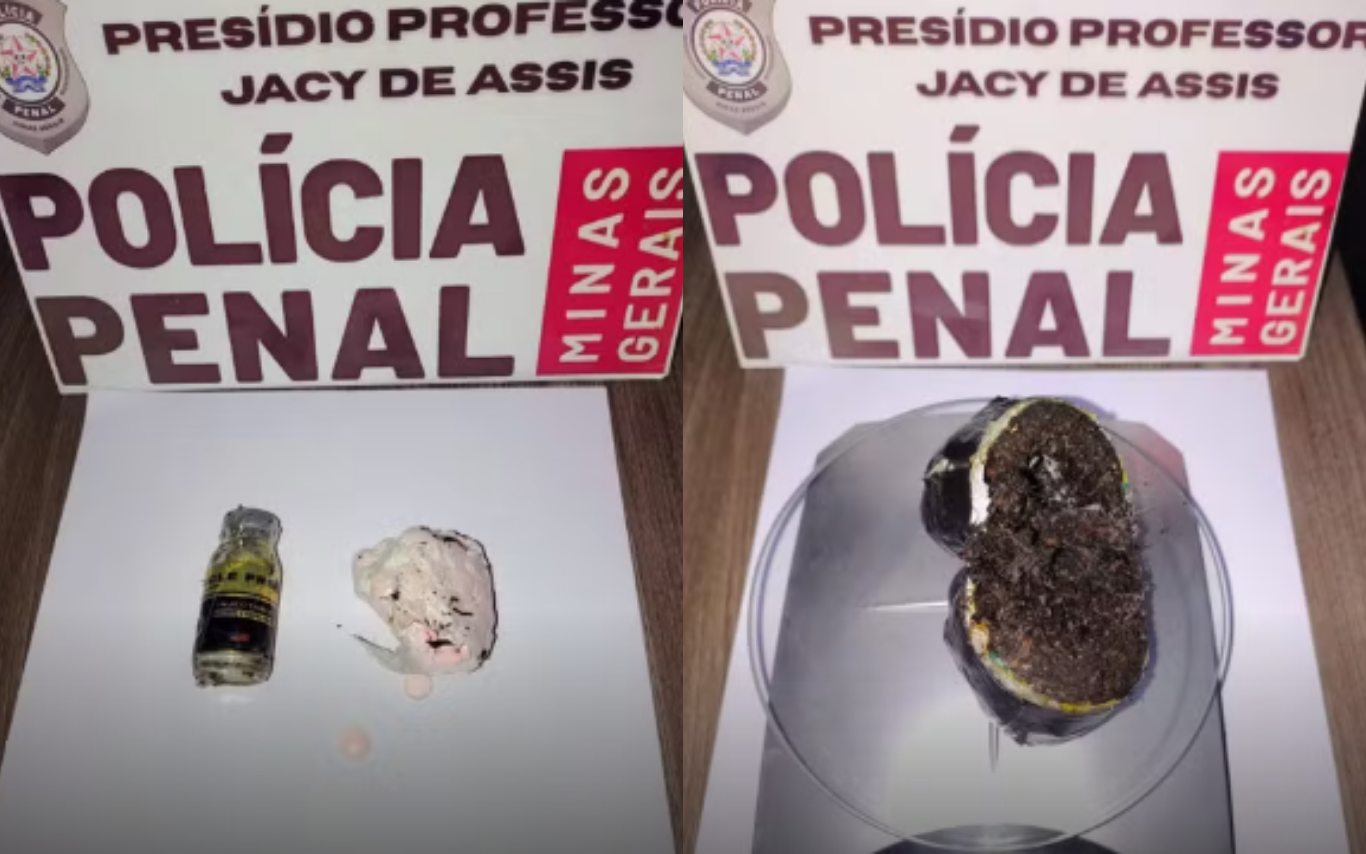 Itens apreendidos pelos policiais penais.