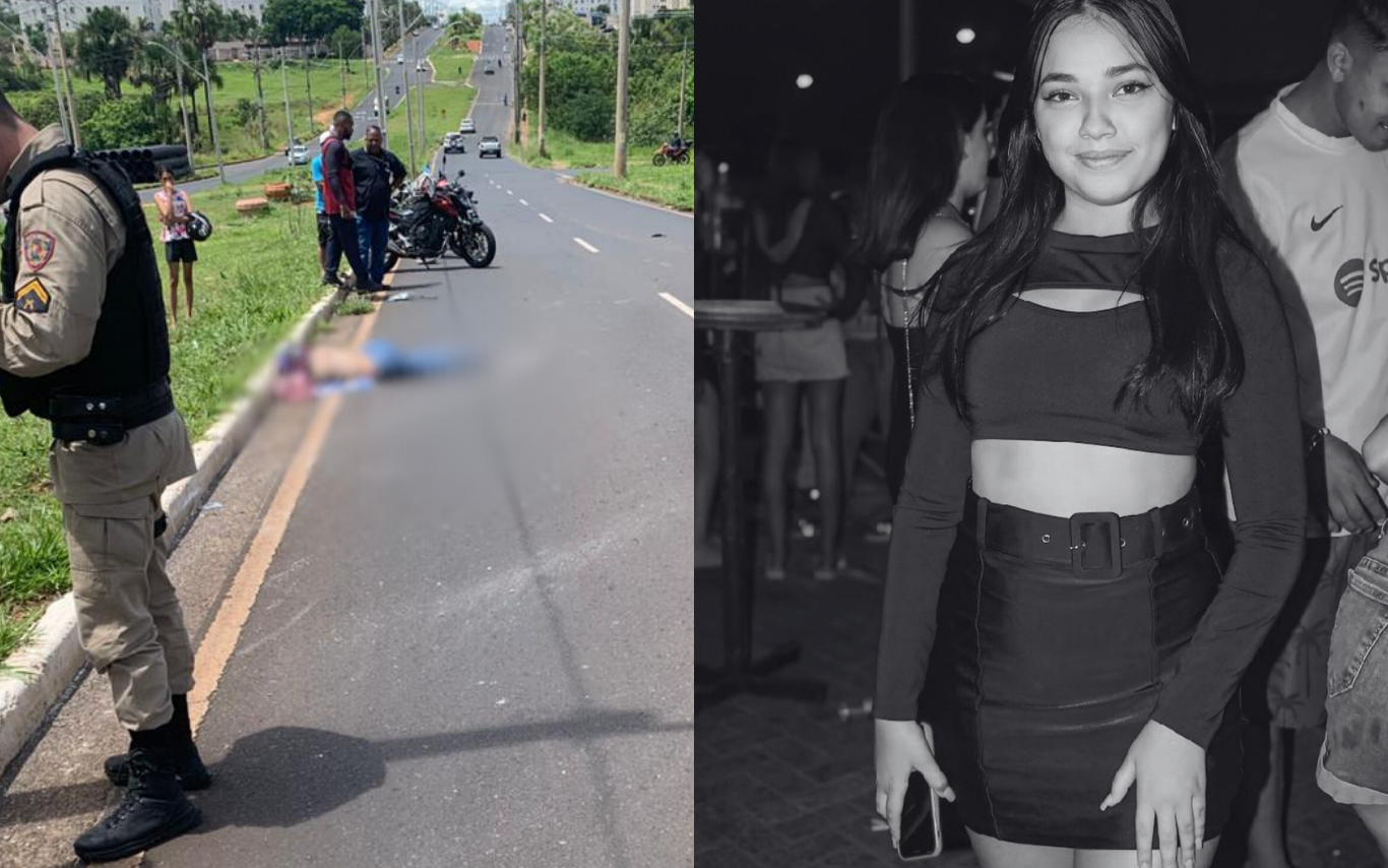 Imagem do local do acidente. Ao lado, a vítima fatal.