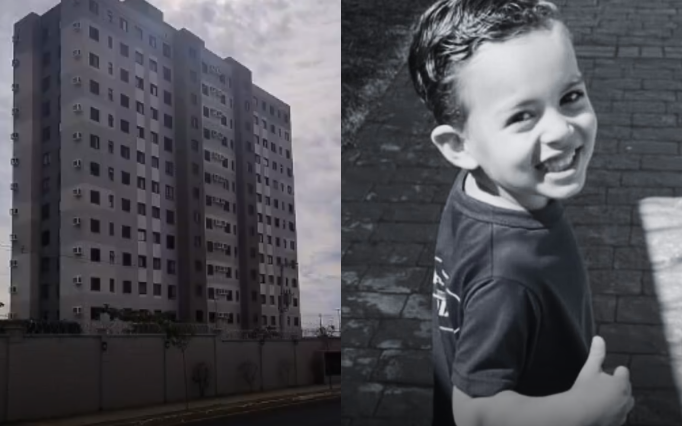 Menino vítima de queda no Grand Ville, em Uberlândia.