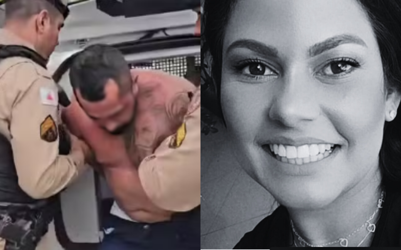 Imagens do assassino e da vítima de feminicídio.