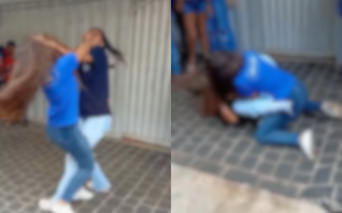 Imagens registradas da briga em escola de Uberlândia.