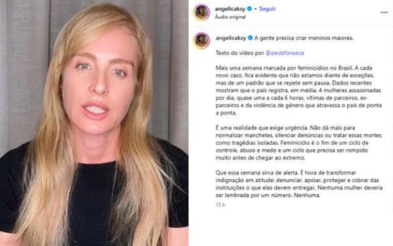 Desabafo de Angélica nas redes sociais.