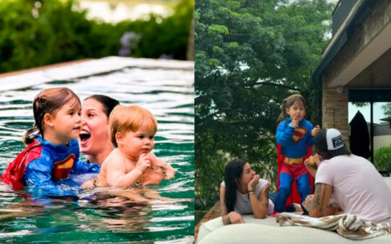 Ana Castela com filhos de Zé Felipe.