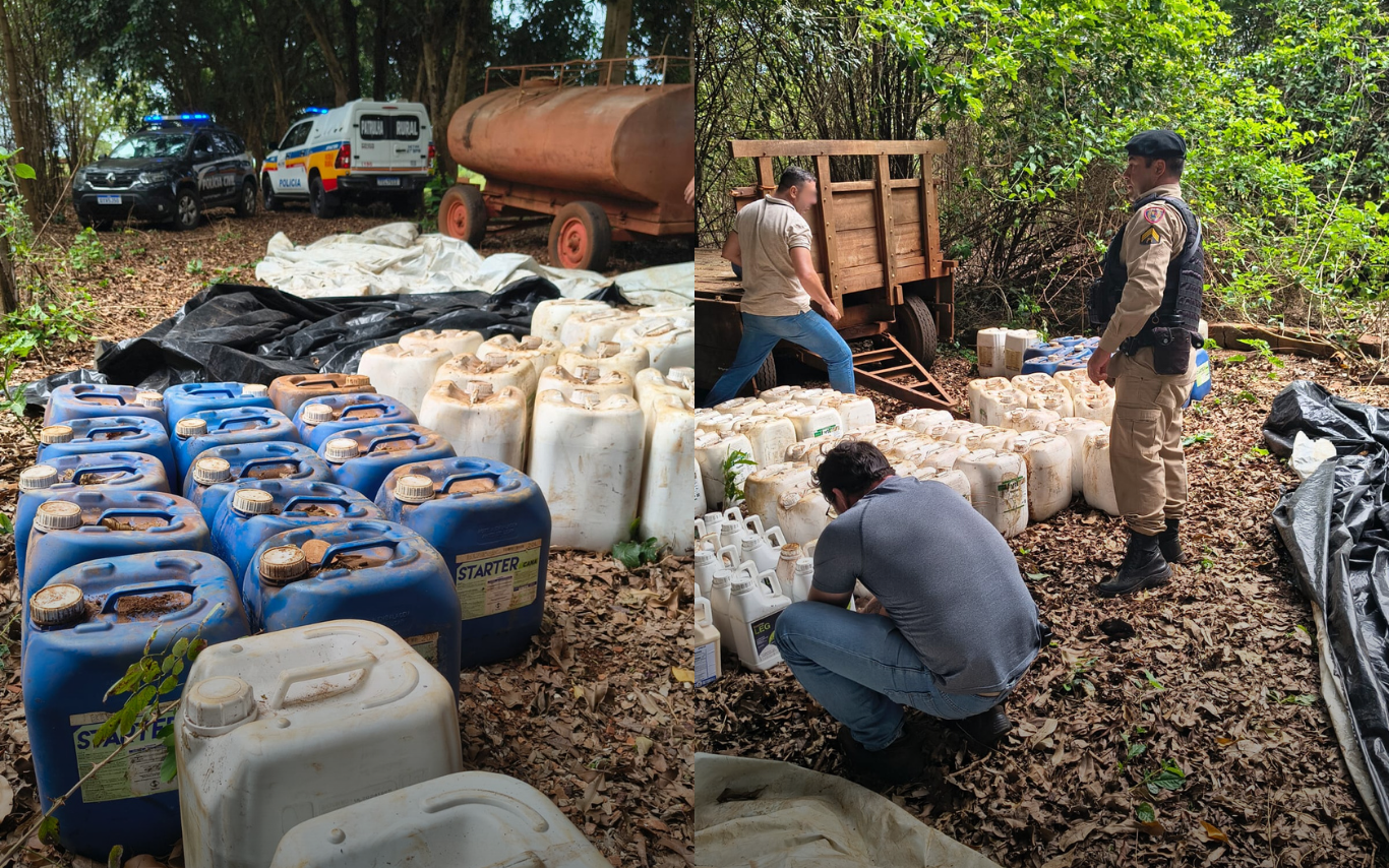 Itens apreendidos durante operação policial conjunta em Uberaba.
