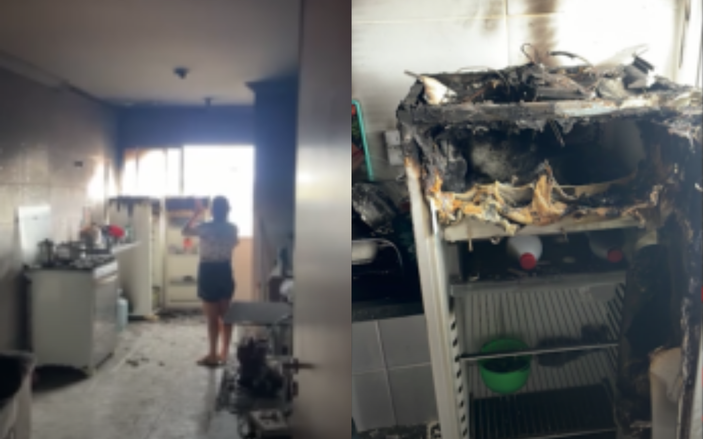 Apartamento no Shopping Park após controle do incêndio.