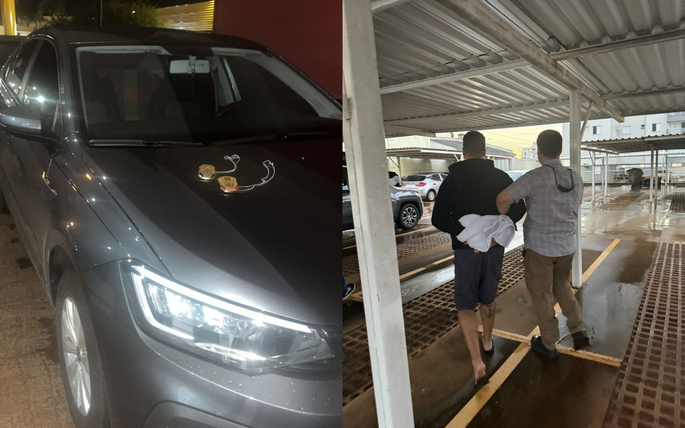 Carro apreendido e suspeito preso em Uberlândia.
