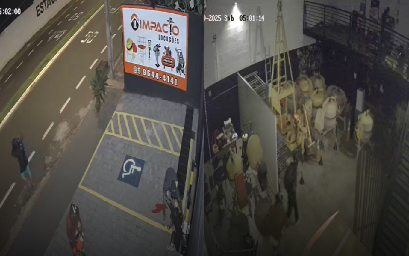 Imagens de câmera de segurança do momento do furto