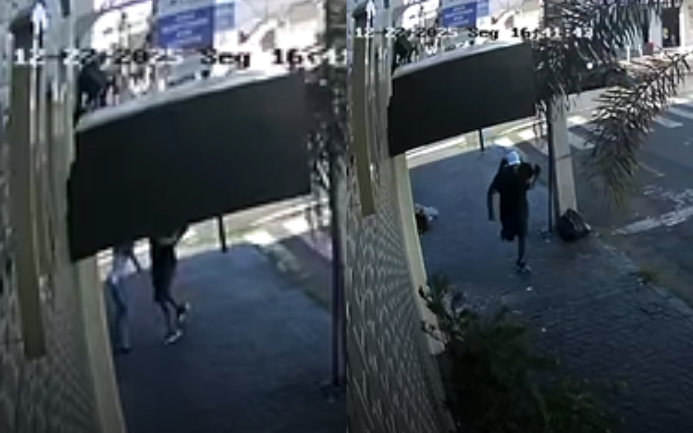 Imagens do momento da agressão.