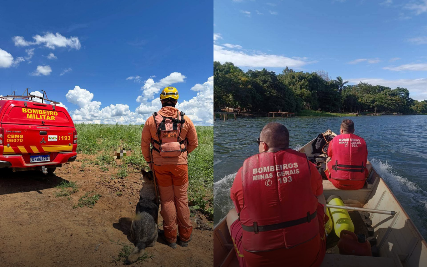 Registros das operações de busca dos bombeiros.