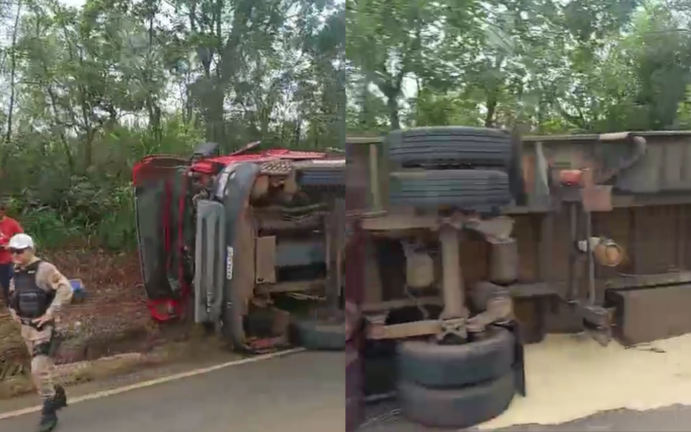 Acidente com carreta na MGC-497.