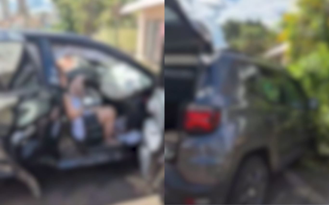 Colisão entre dois carros em Uberlândia