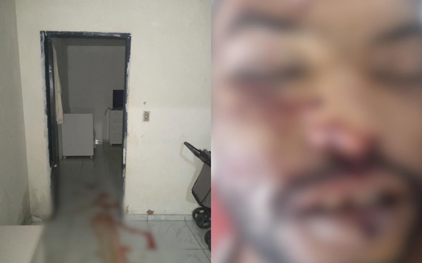 Cena do crime e vítima de homicídio no Luizote, em Uberlândia