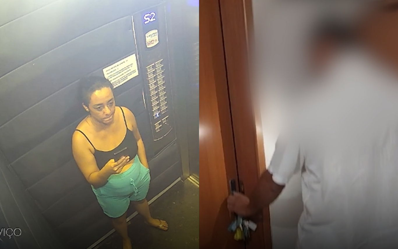 Daiane Alves e, ao lado, o síndico