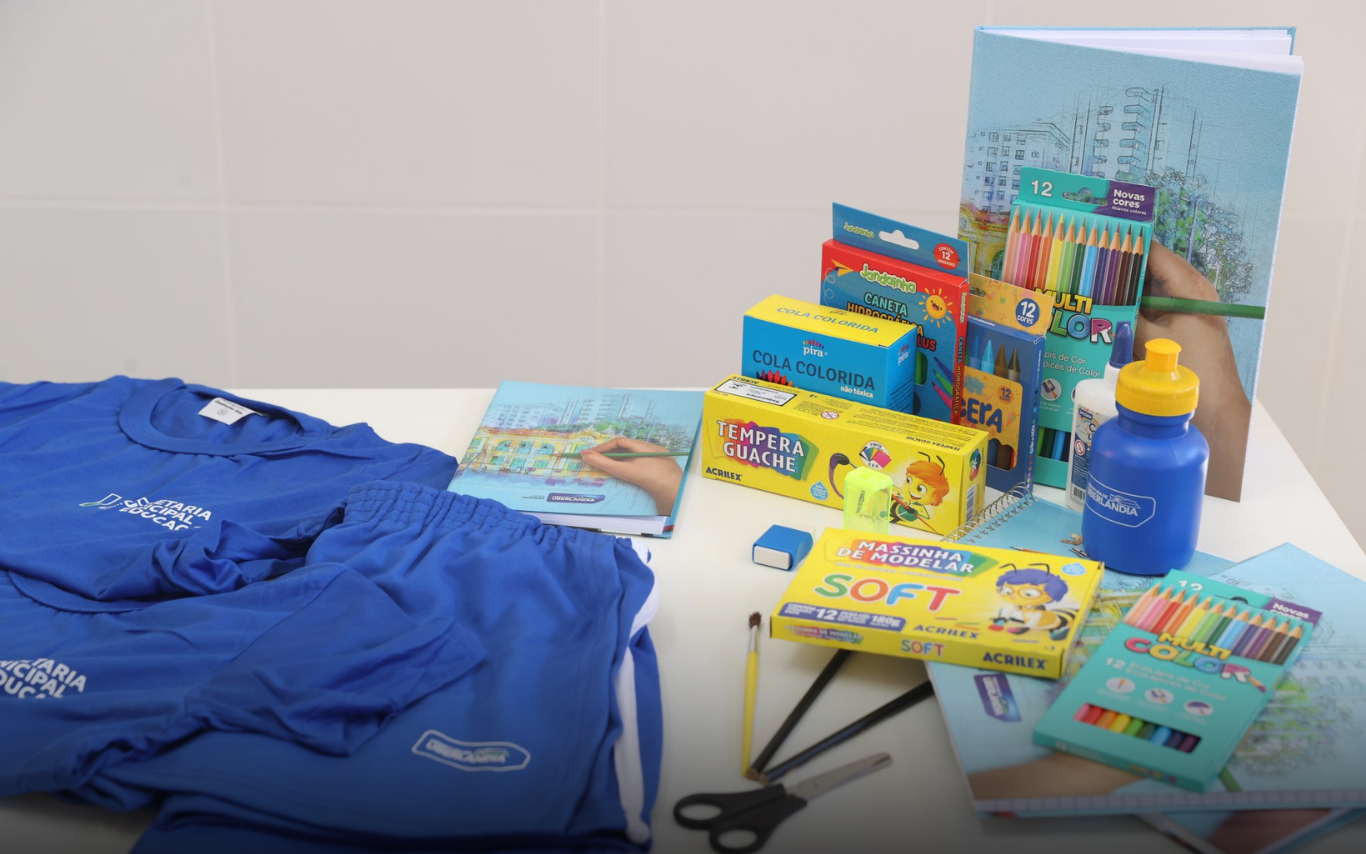 Kit escolar da Prefeitura de Uberlândia para 2026