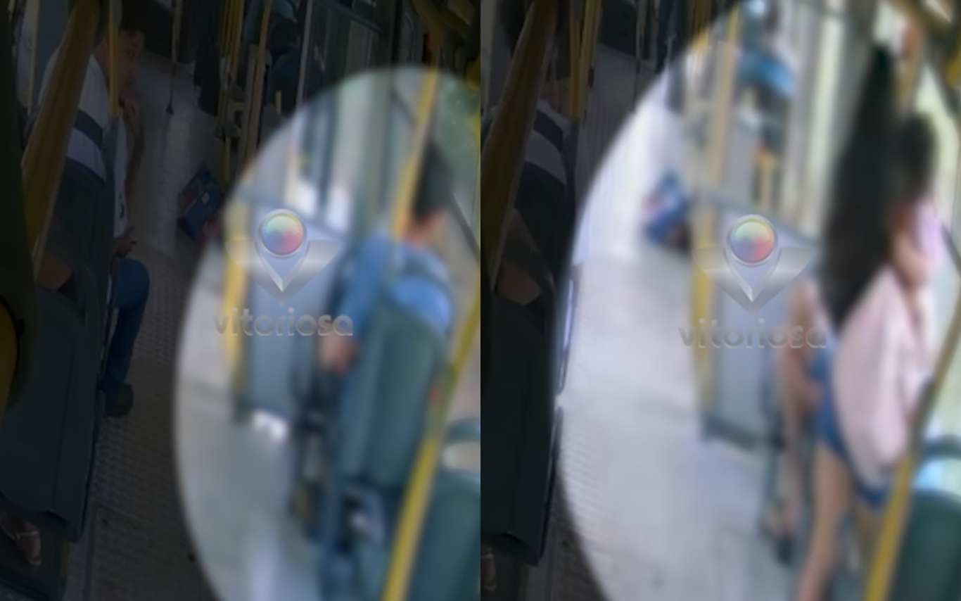 Câmeras de segurança flagraram a importunação sexual em ônibus de Uberlândia