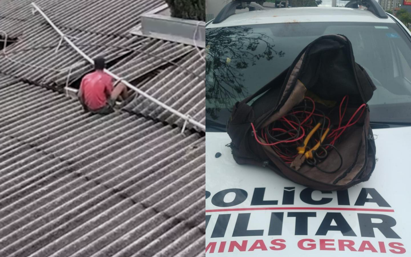 Flagrante de furto de cabos elétricos