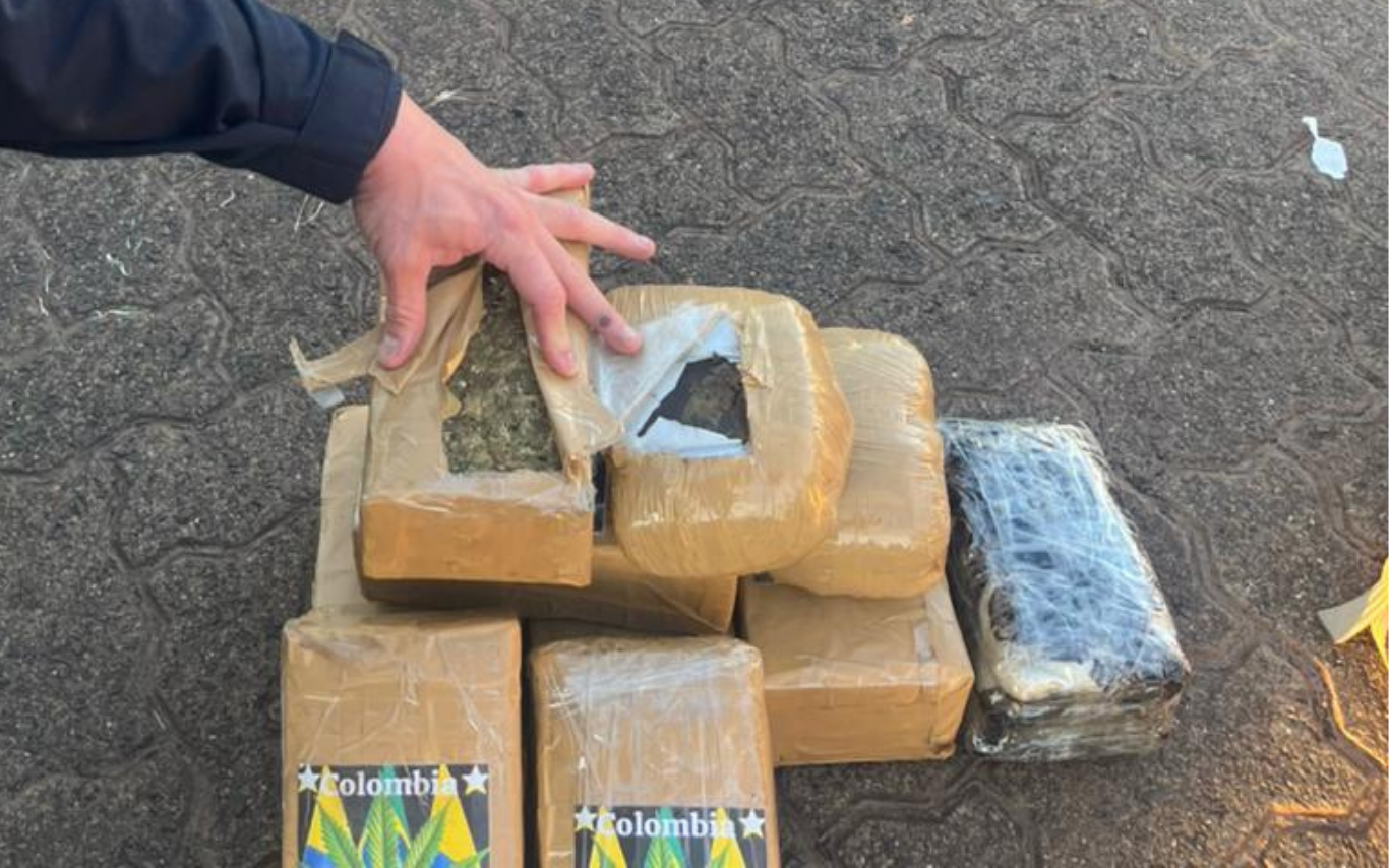 Drogas apreendidas na BR-365, em Monte Alegre de Minas