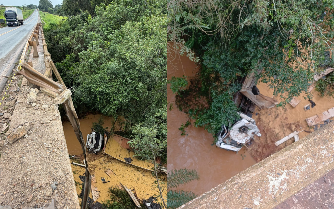 Carreta despenca na BR-365 em Patos de Minas