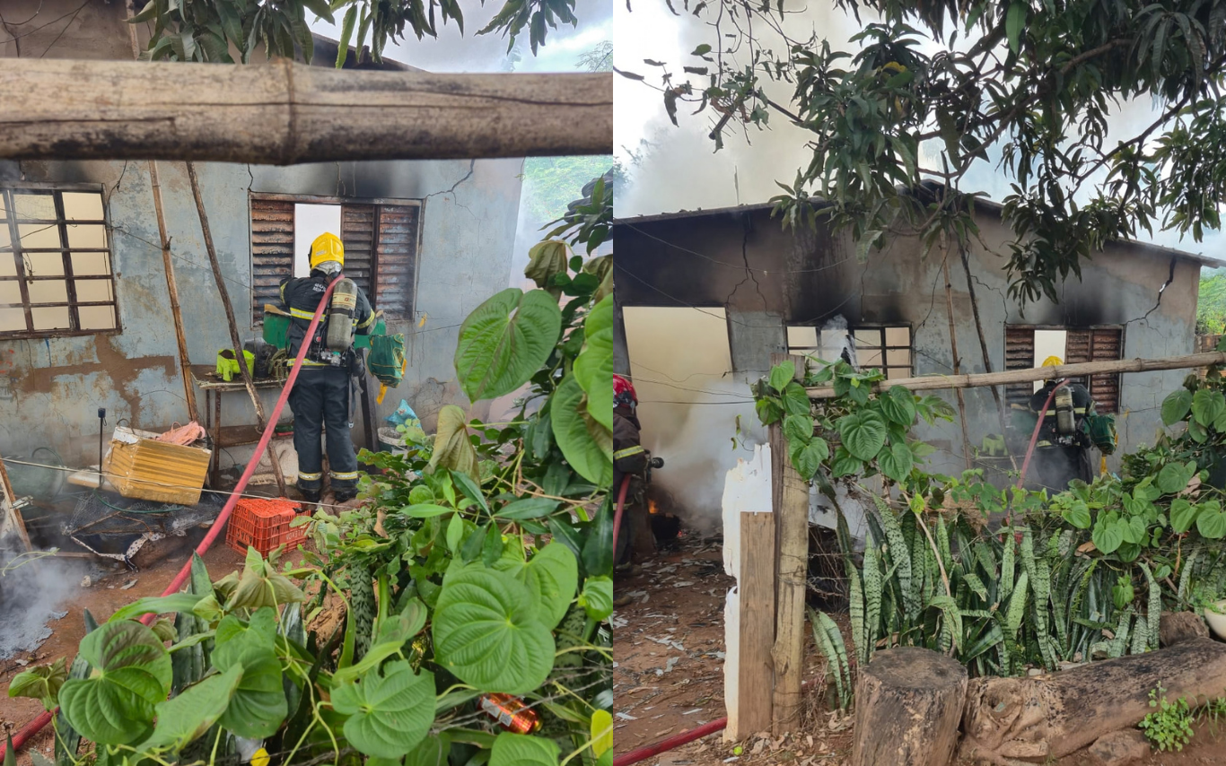 Incêndio em residência no bairro Morada Nova, em Uberlândia