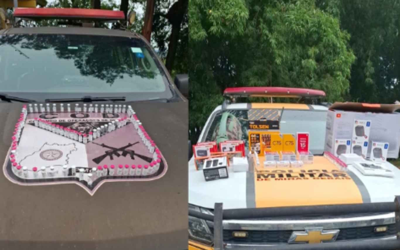 Itens apreendidos em operação policial em Prata
