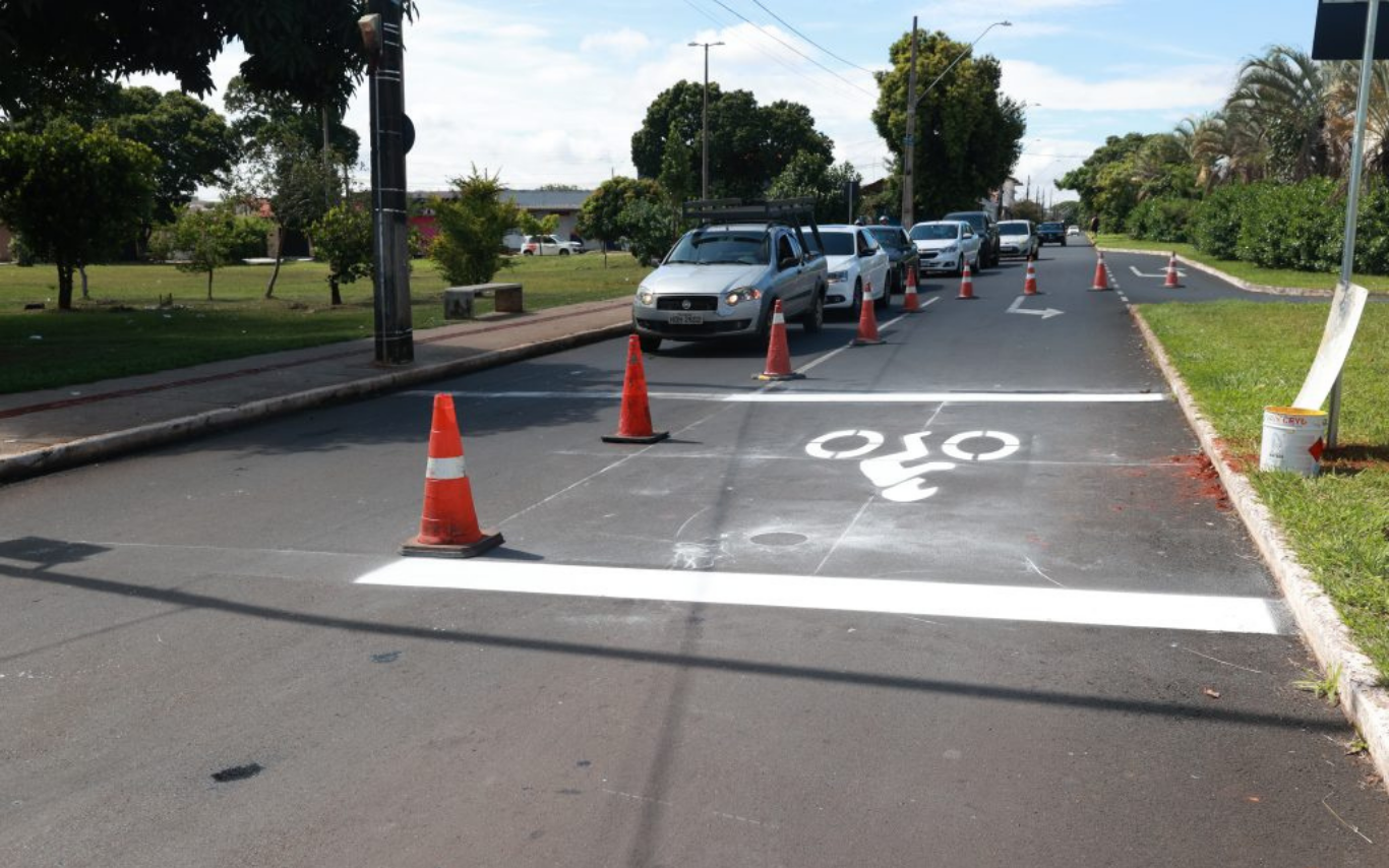 Área exclusiva para motos em semáforos de Uberlândia