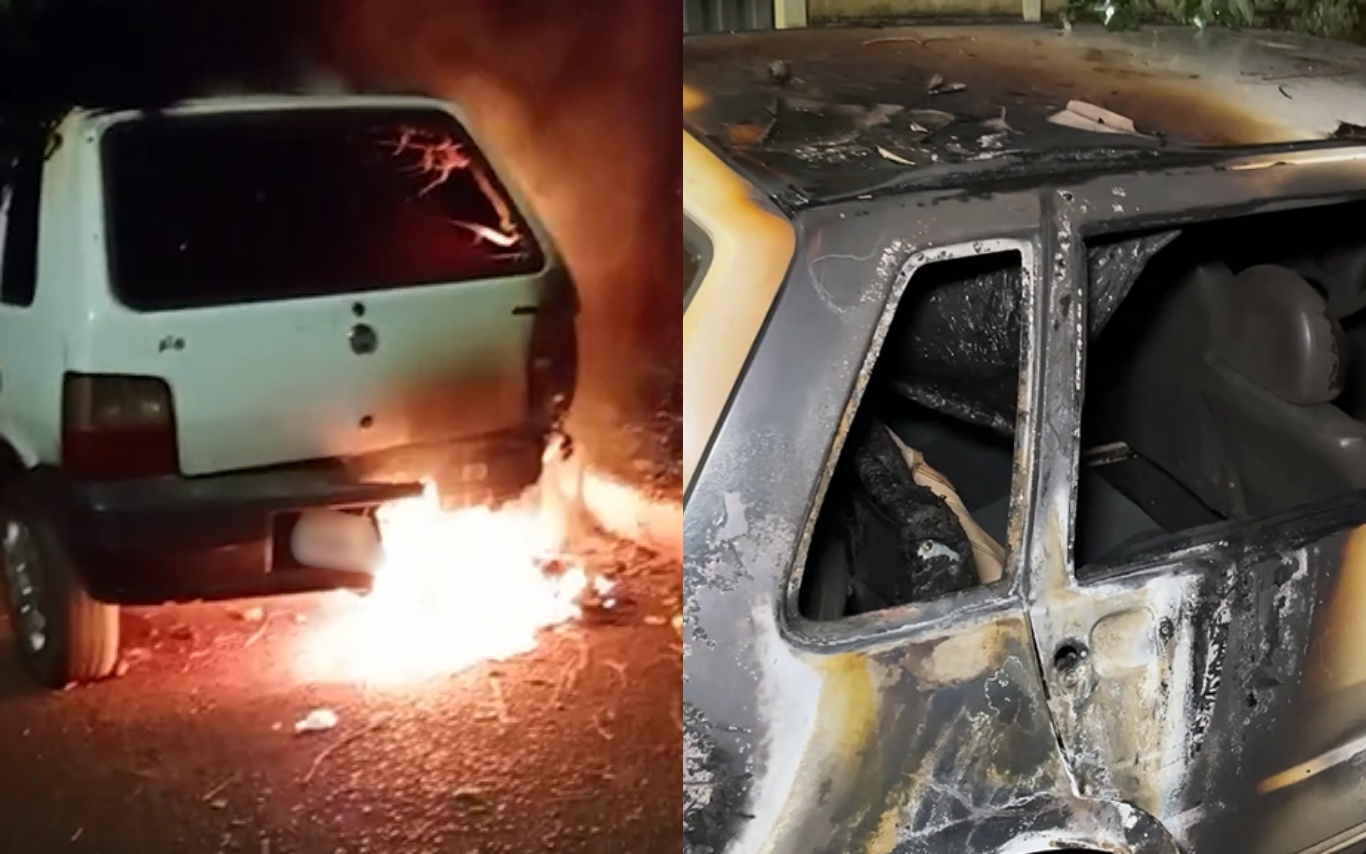 Incêndio criminoso em veículo no Guarani, em Uberlândia
