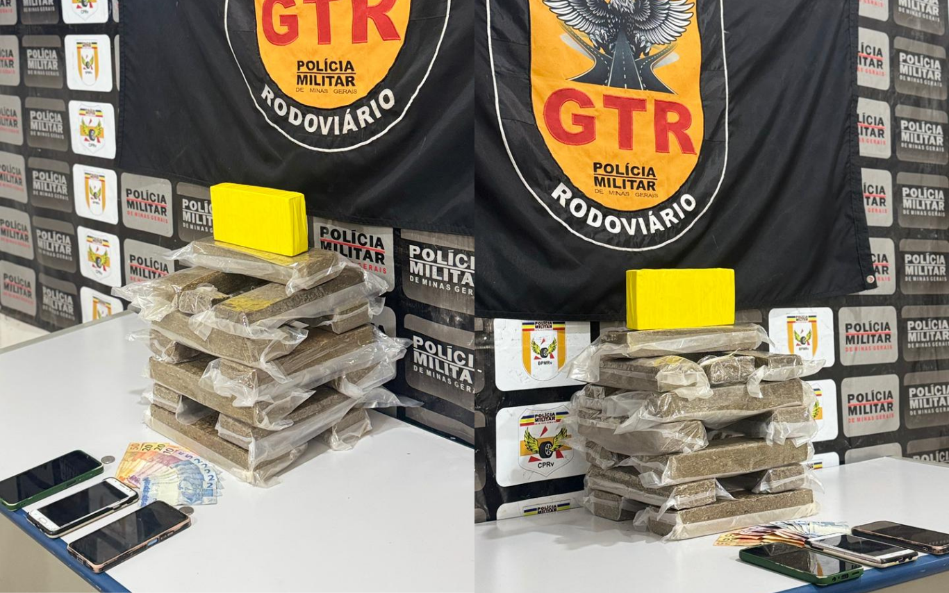 Drogas apreendidas na MG-255, em Campina Verde