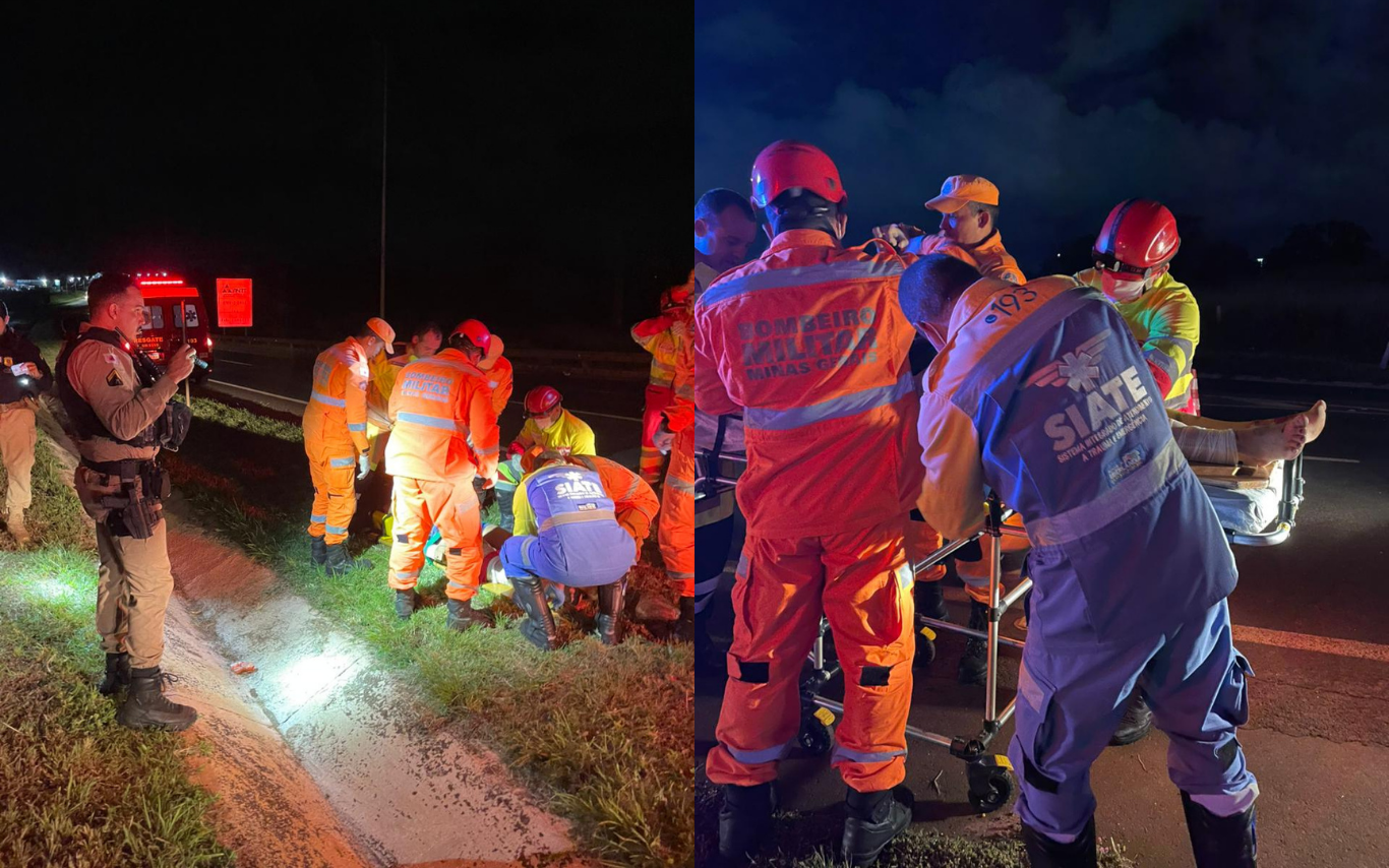 Colisão entre moto e carro em rodovia