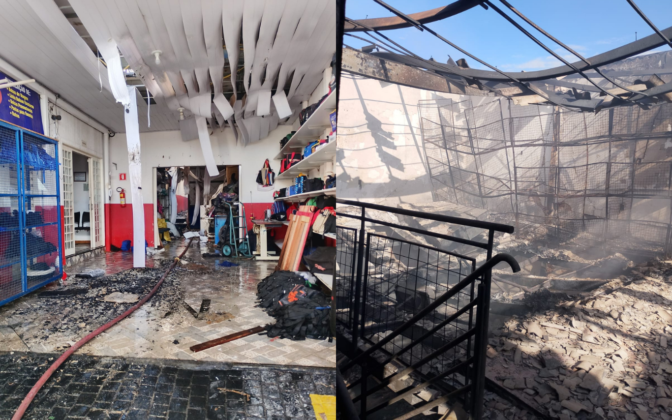 Incêndio em fábrica de bolsas no Tibery