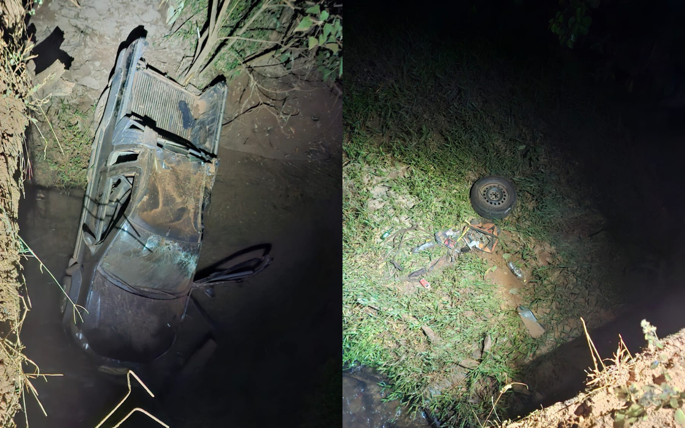 Carro que despencou de ponte em Cascalho Rico