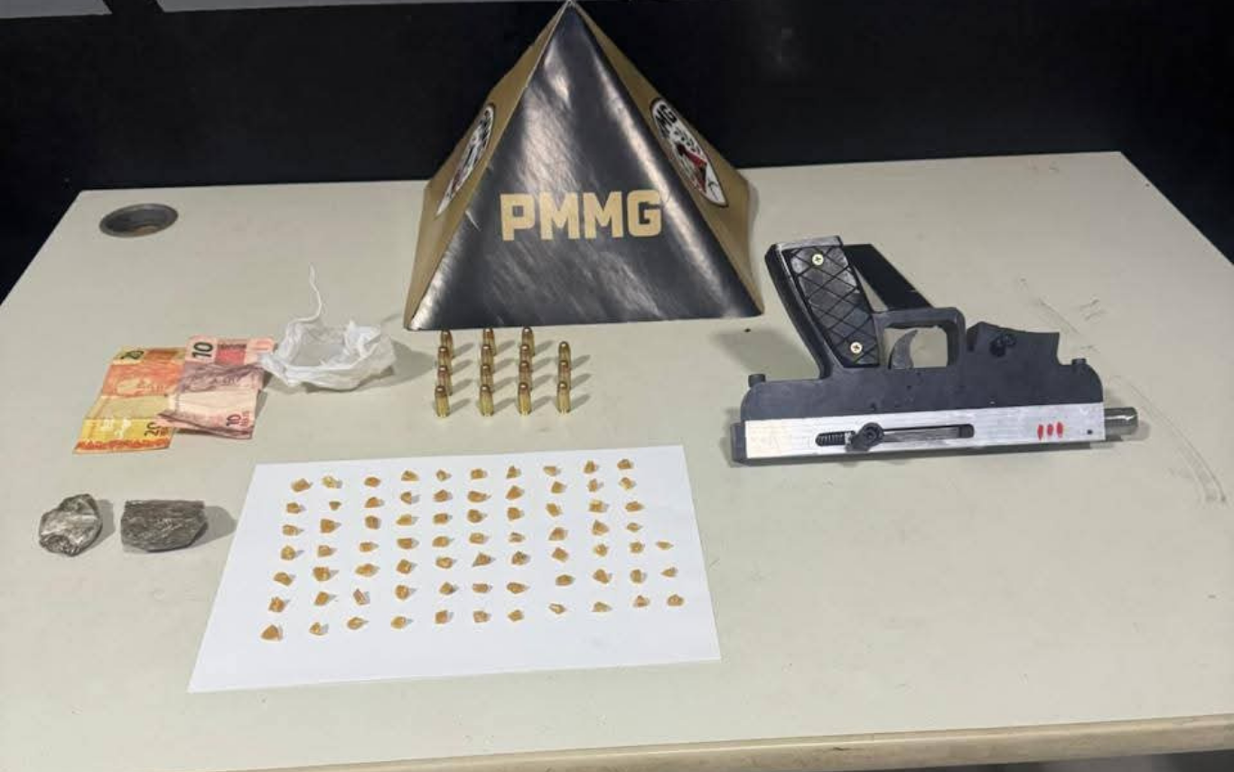 itens apreendidos com adolescentes em Araguari