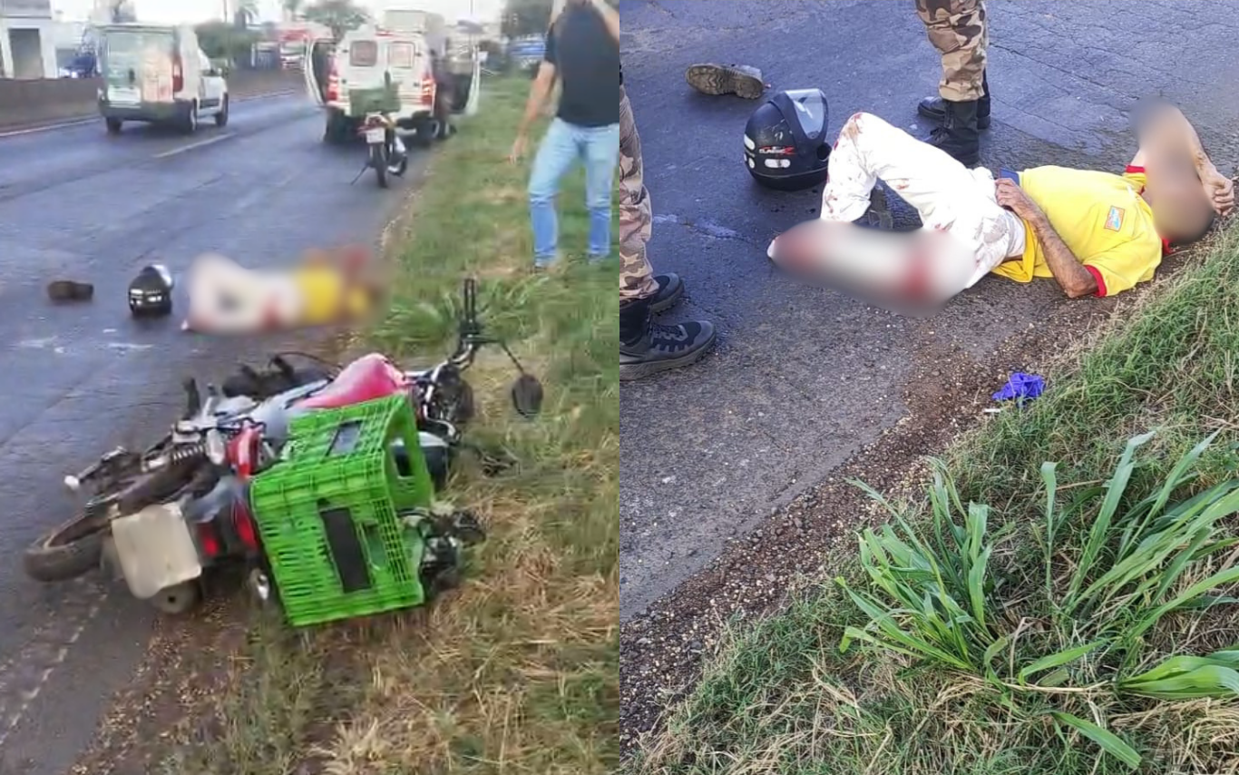 Homem sofre fratura exposta ao ser atropelado por um caminhão em Uberlândia