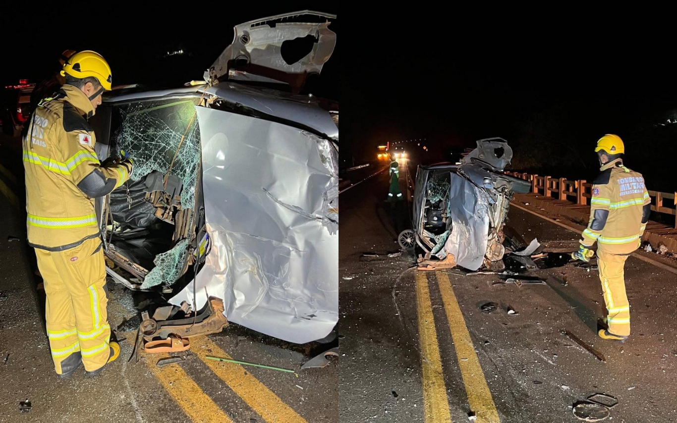 Carro tomba em ponte na BR-365, em Ituiutaba
