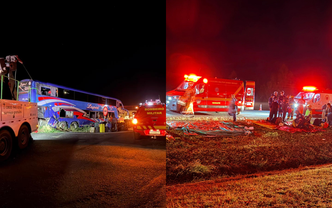 Acidente entre ônibus e carreta deixa dois mortos em Uberlândia