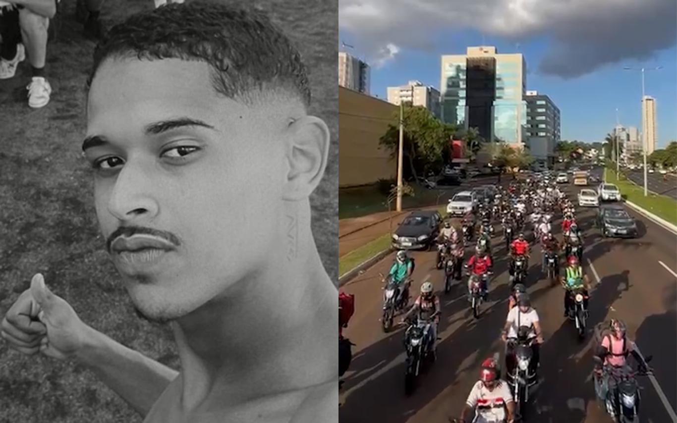 Amigos e familiares fazem manifestação por entregador que morreu em acidente em Uberlândia