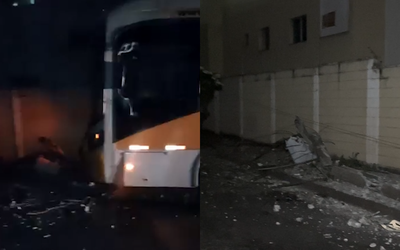 Ônibus colide contra poste e deixa região do Terminal Santa Luzia sem eletricidade
