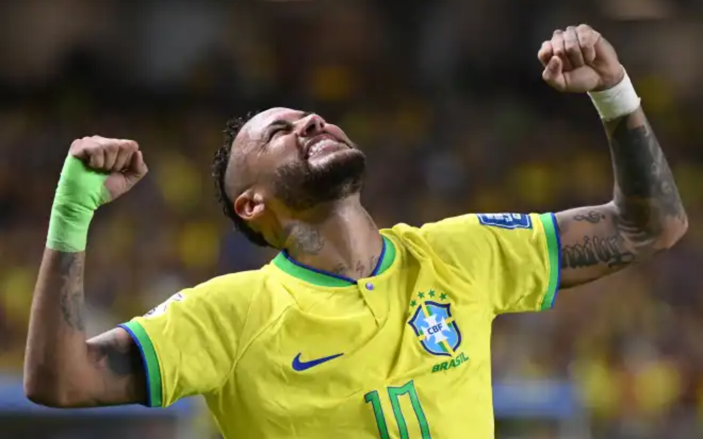 Neymar comemora gol pela Seleção Brasileira