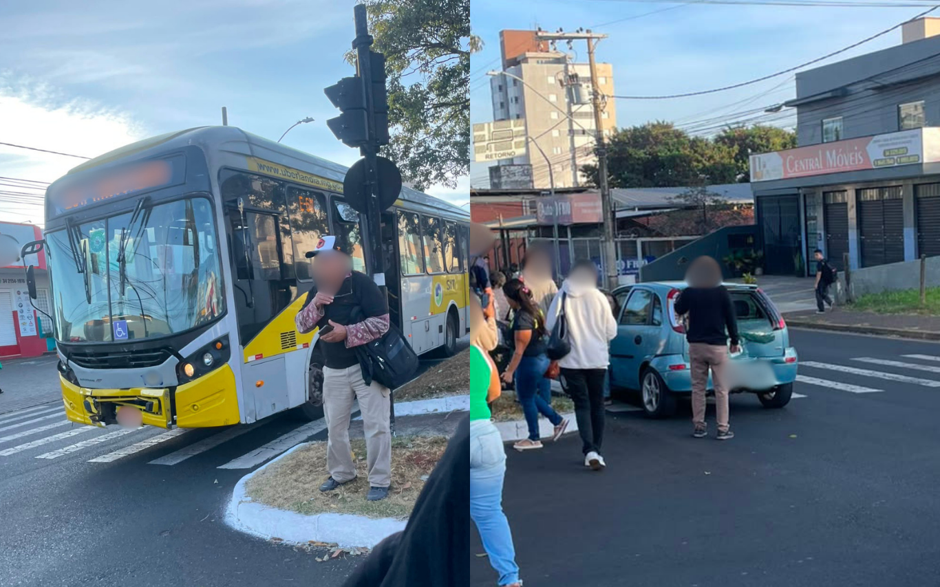 Colisão entre carro e ônibus no Santa Mônica