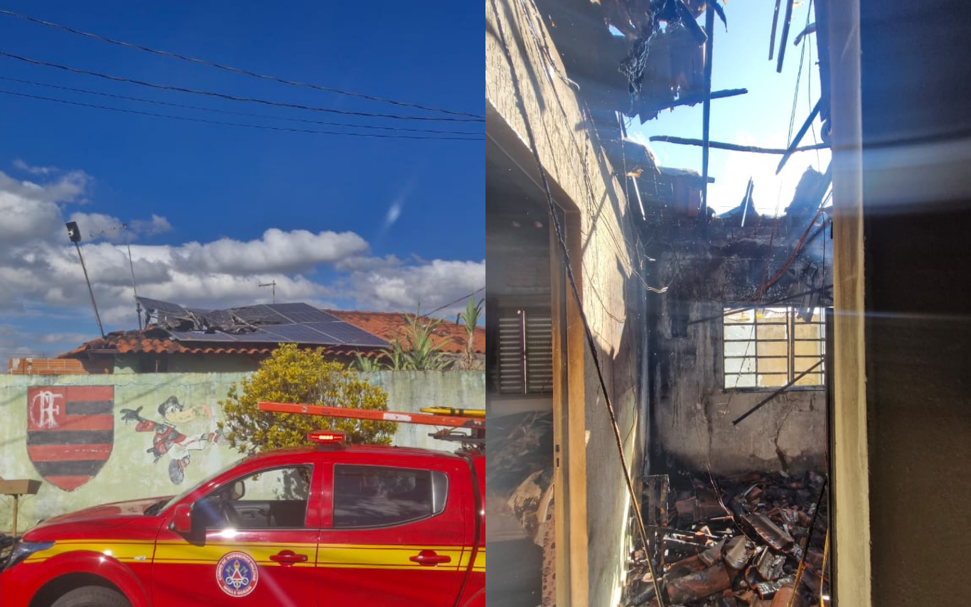Incêndio atinge casa após curto-circuito em placas solares